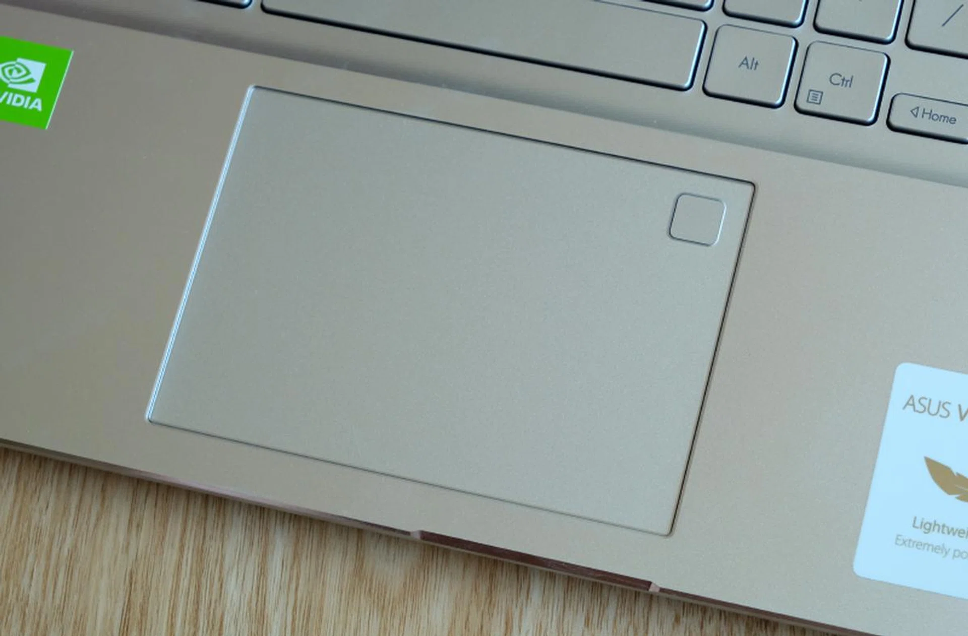 The touchpad is small. The actual usable area is further impeded by the integrated fingerprint sensor in the top right corner.