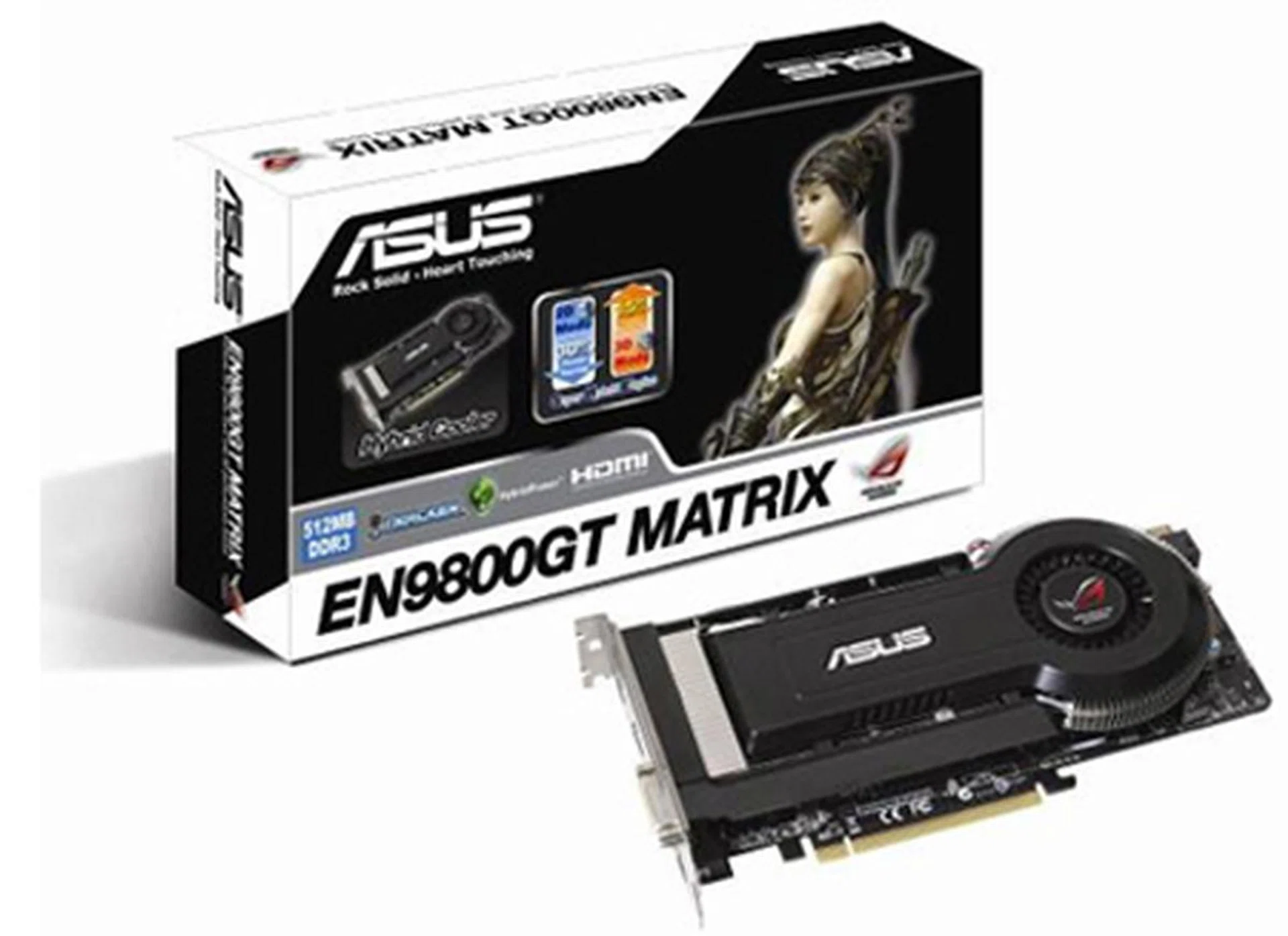 The ASUS GeForce 9800 GT Matrix didn't come in its retail packaging, so you'll have to make do with this. In anycase, we think that the black and white color scheme looks good.