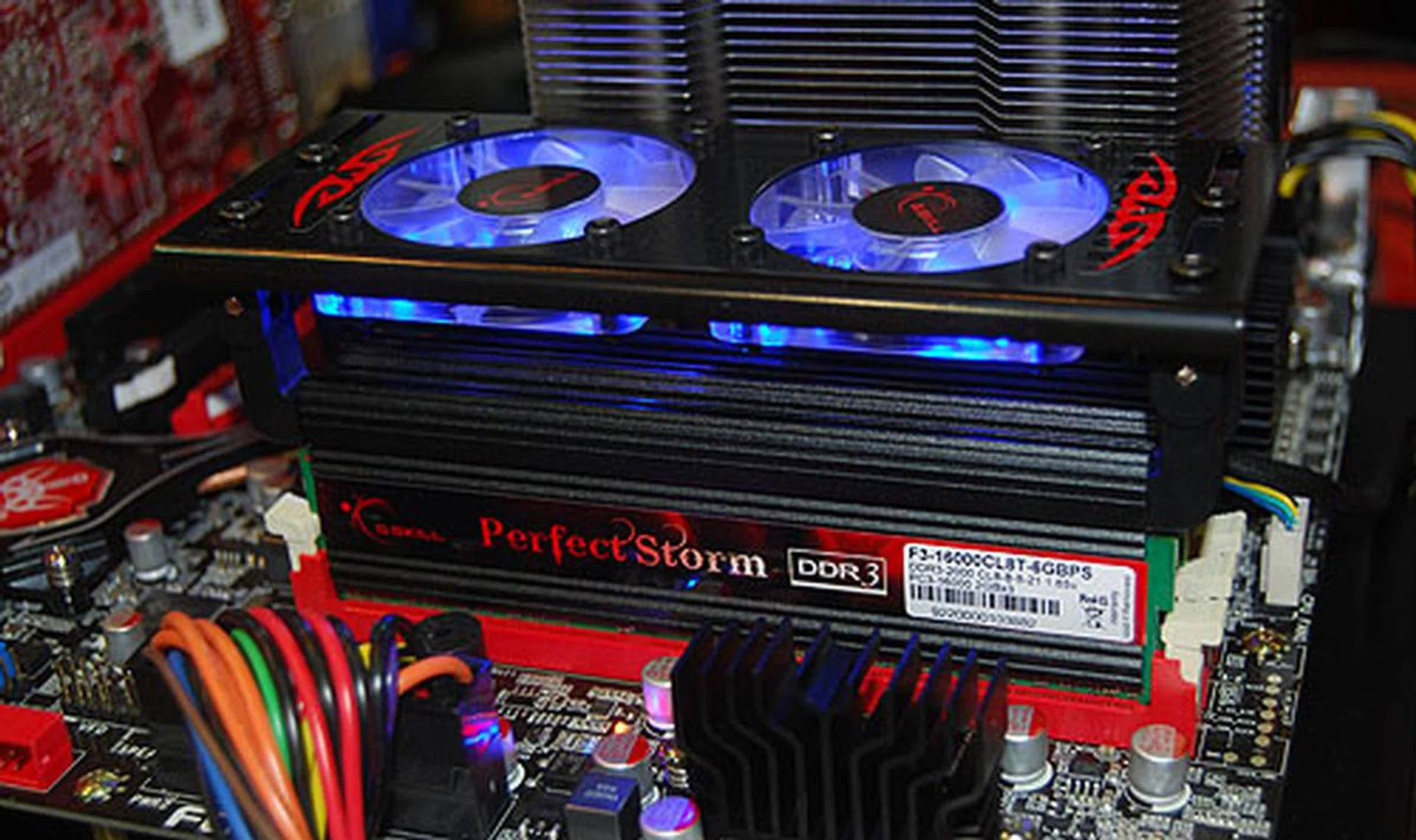  G.Skill's fastest memory is its Perfect Storm series, with a dual fan heatsink and memory speeds of up to DDR3-2000 and low latencies of 8-8-8-21. These memory modules are designed for Intel's Core i7 platform, with triple channel kits available.  