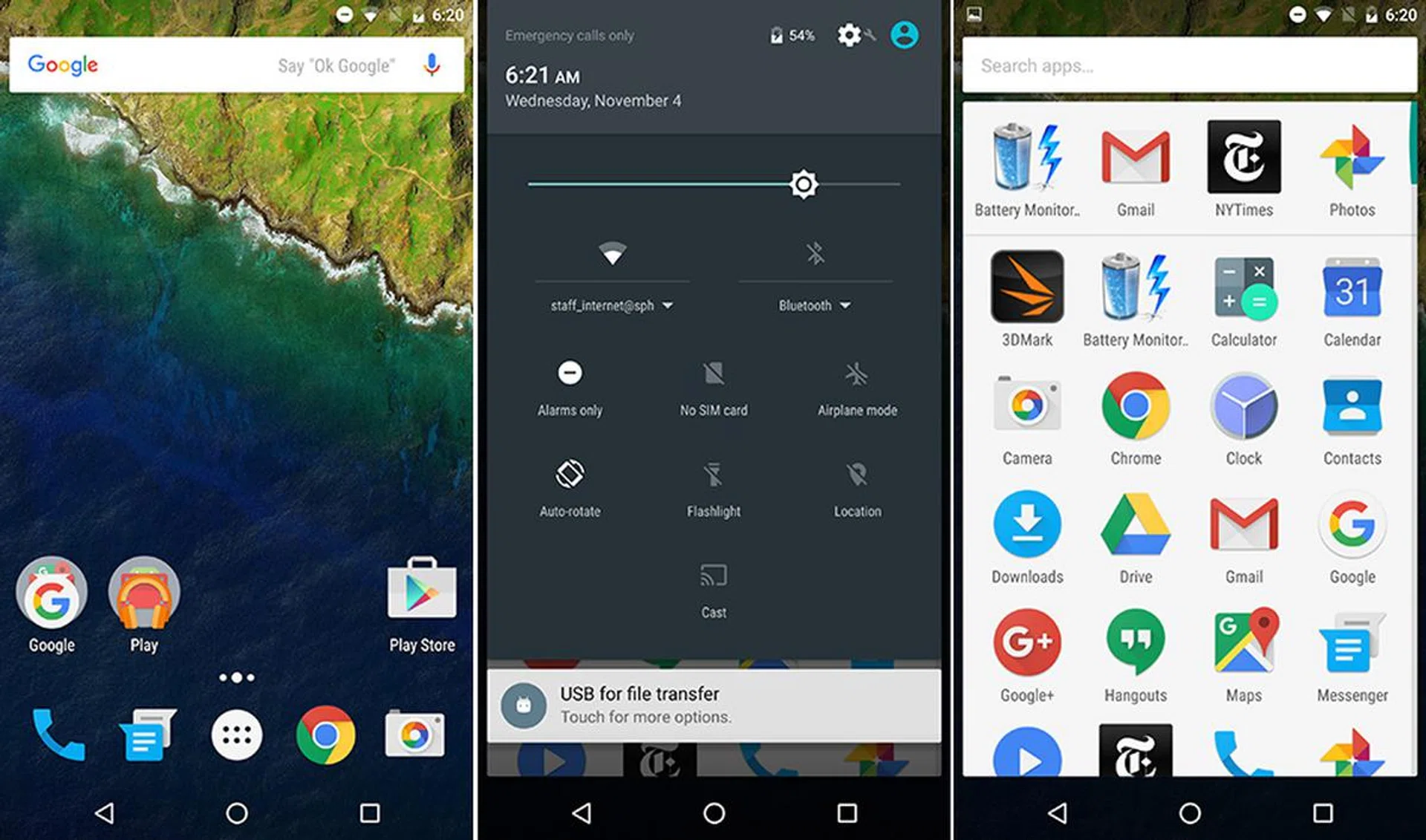 At the heart of the Nexus 6P is the goodness that is pure, stock Android. If you're used to the custom interfaces of other manufacturers, the notification shade and tiles may take some getting used to. Also new is the vertically scrolling app drawer, which will benefit those of you who stock your phone with more apps than you can actually use.