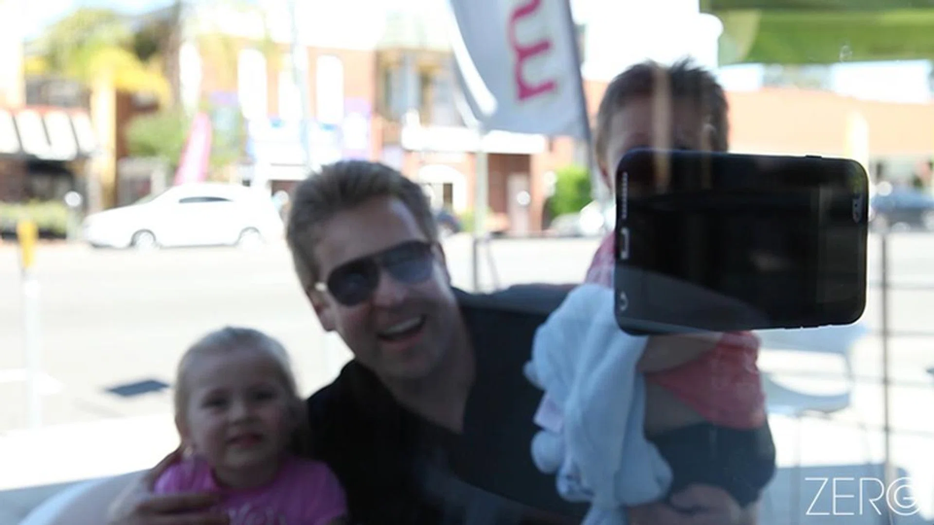 The Zero G Anti-Gravity Case uses nano-suction cups to adhere to almost any flat surface for a hands-free photo-taking experience. (Image Source: Mega Tiny Corp.)