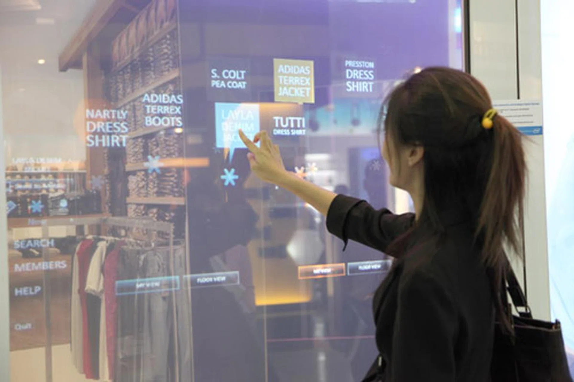 The touch screen interaction allows users to easily navigate through shopping deals with ease.