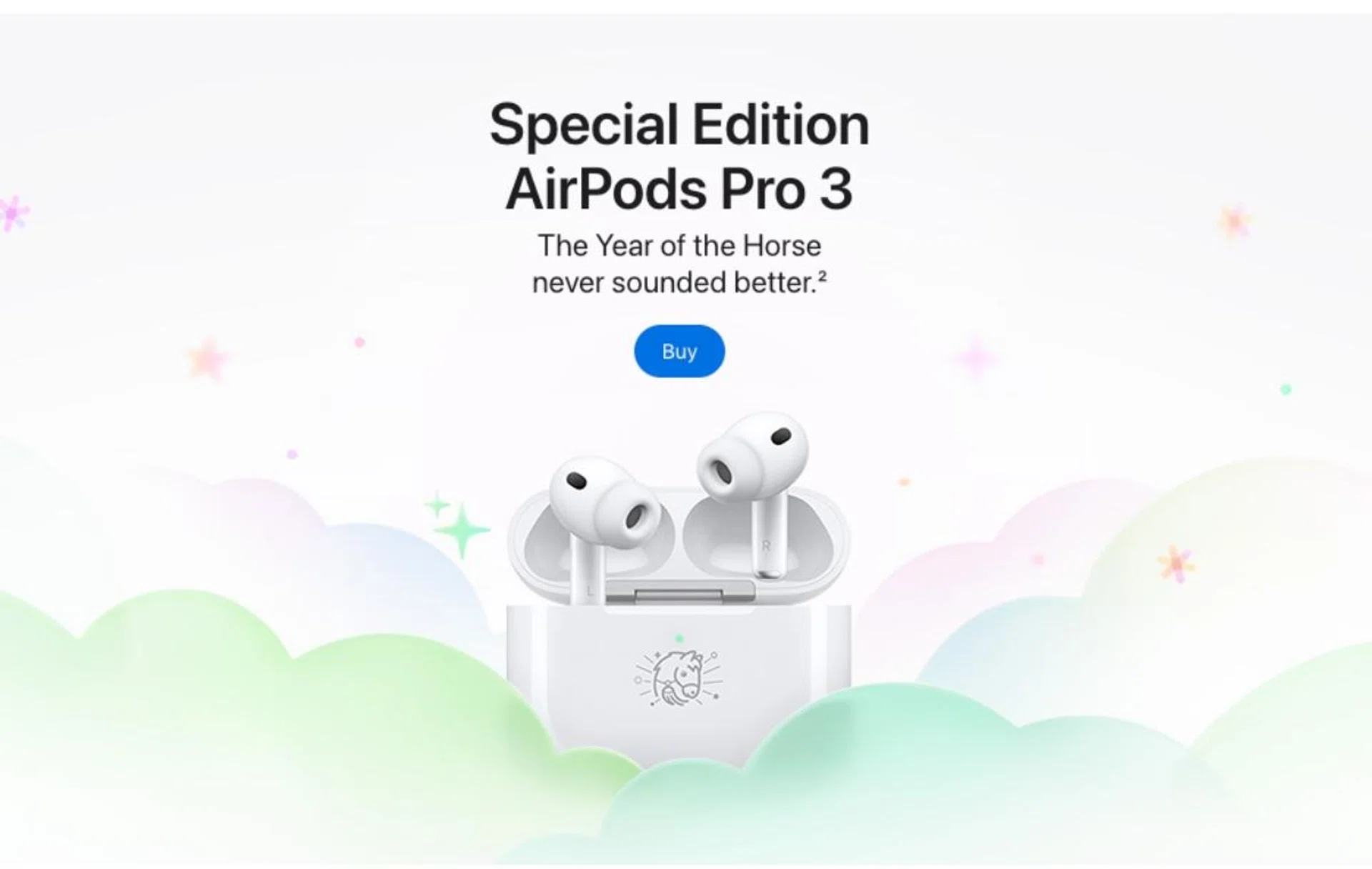 The Special Edition AirPods Pro 3 features a horse emoji on the case.