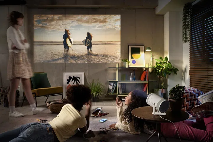 Project anywhere with The Freestyle projector and at any angle. (Image source: Samsung)