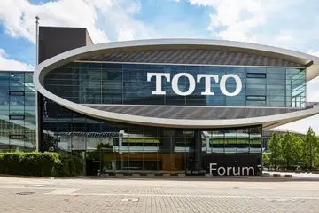 Toto logo at ISH 2023 in Frankfurt.