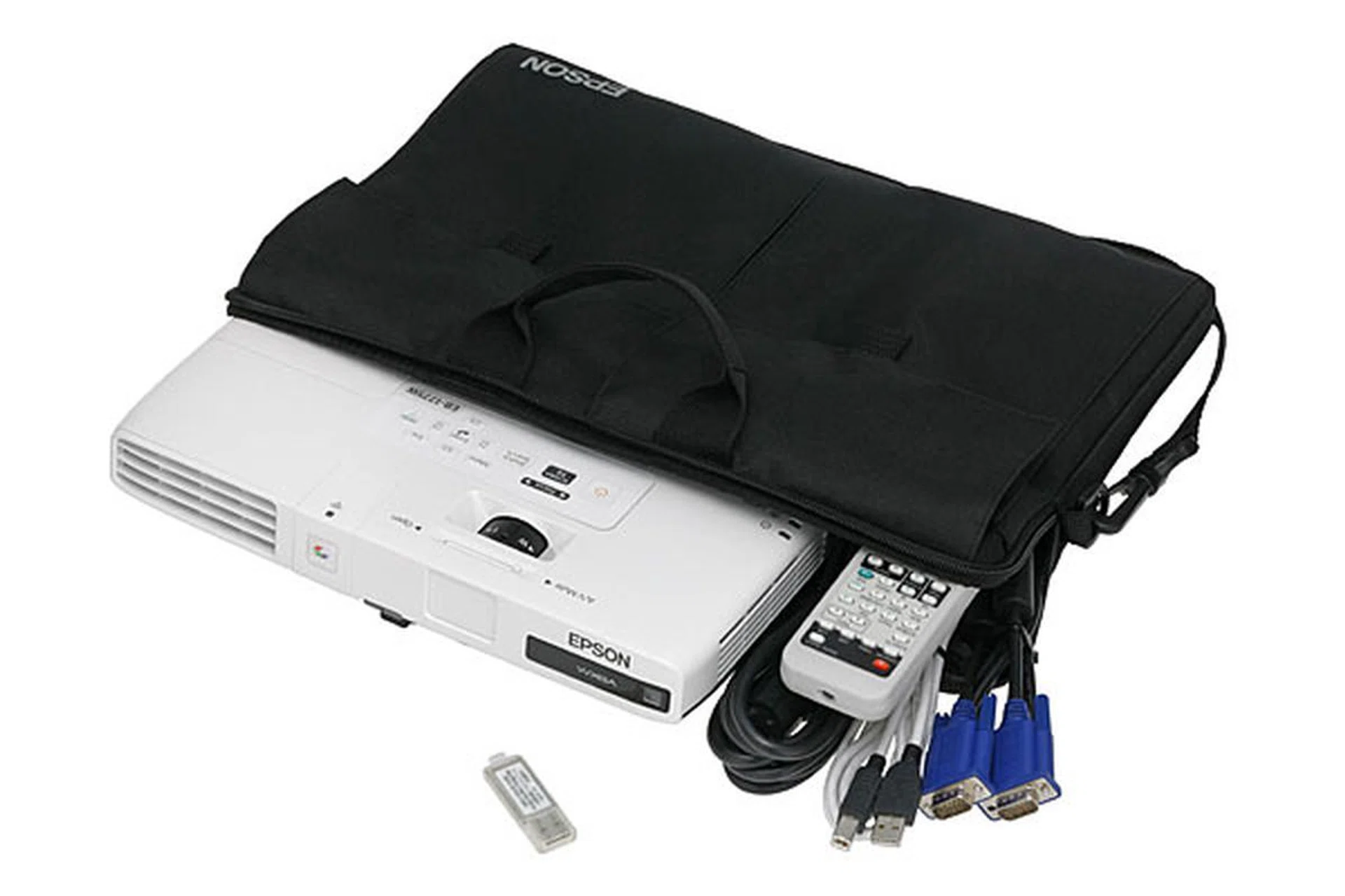 The equally low profile bundled soft carrying case holds the projector and its assortment of accessories very snugly.