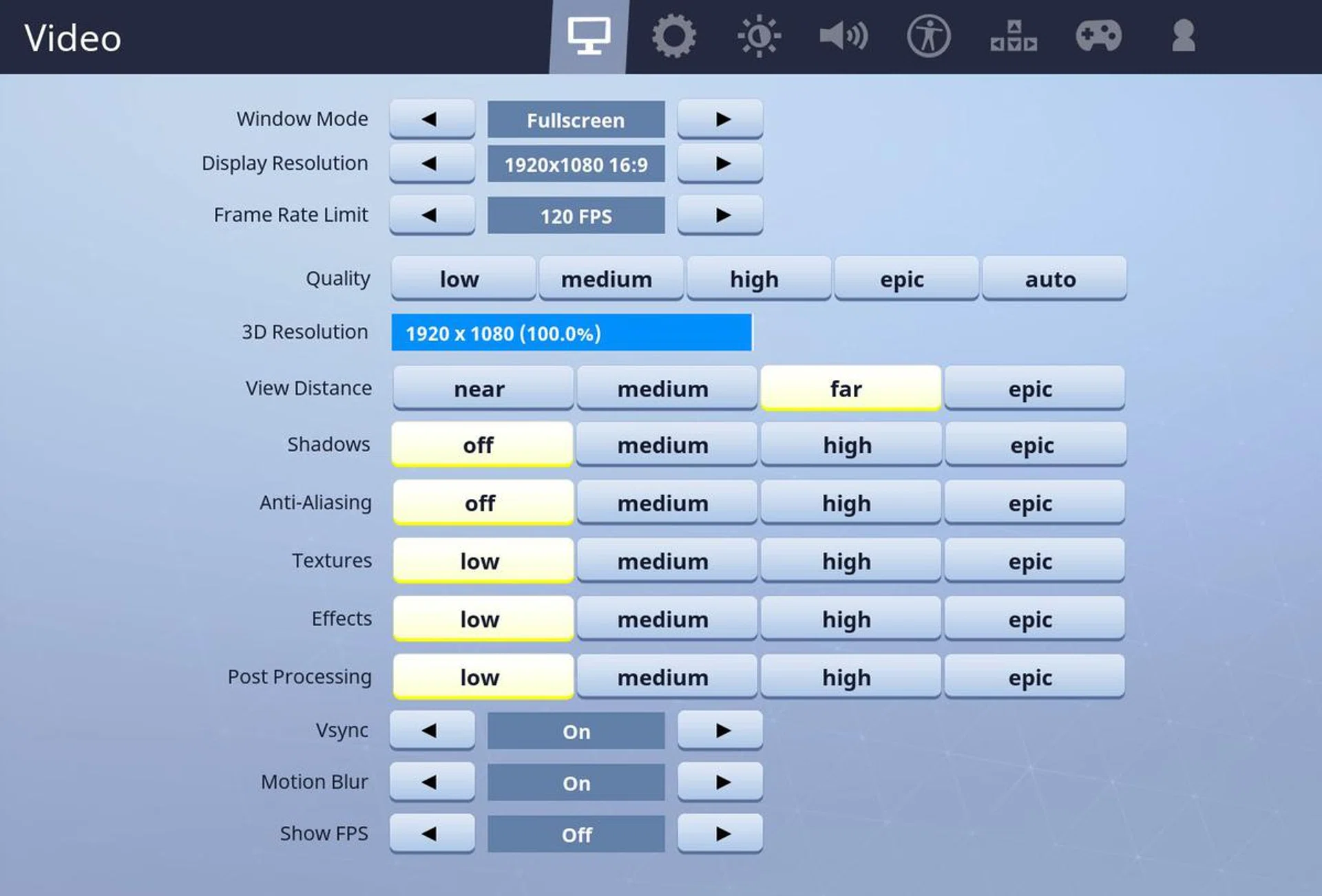 Most optimal settings for competitive play without sacrificing draw distance.