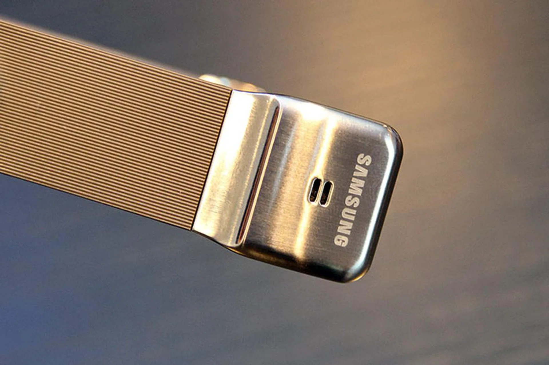 At one end of the clasp sits the speaker.