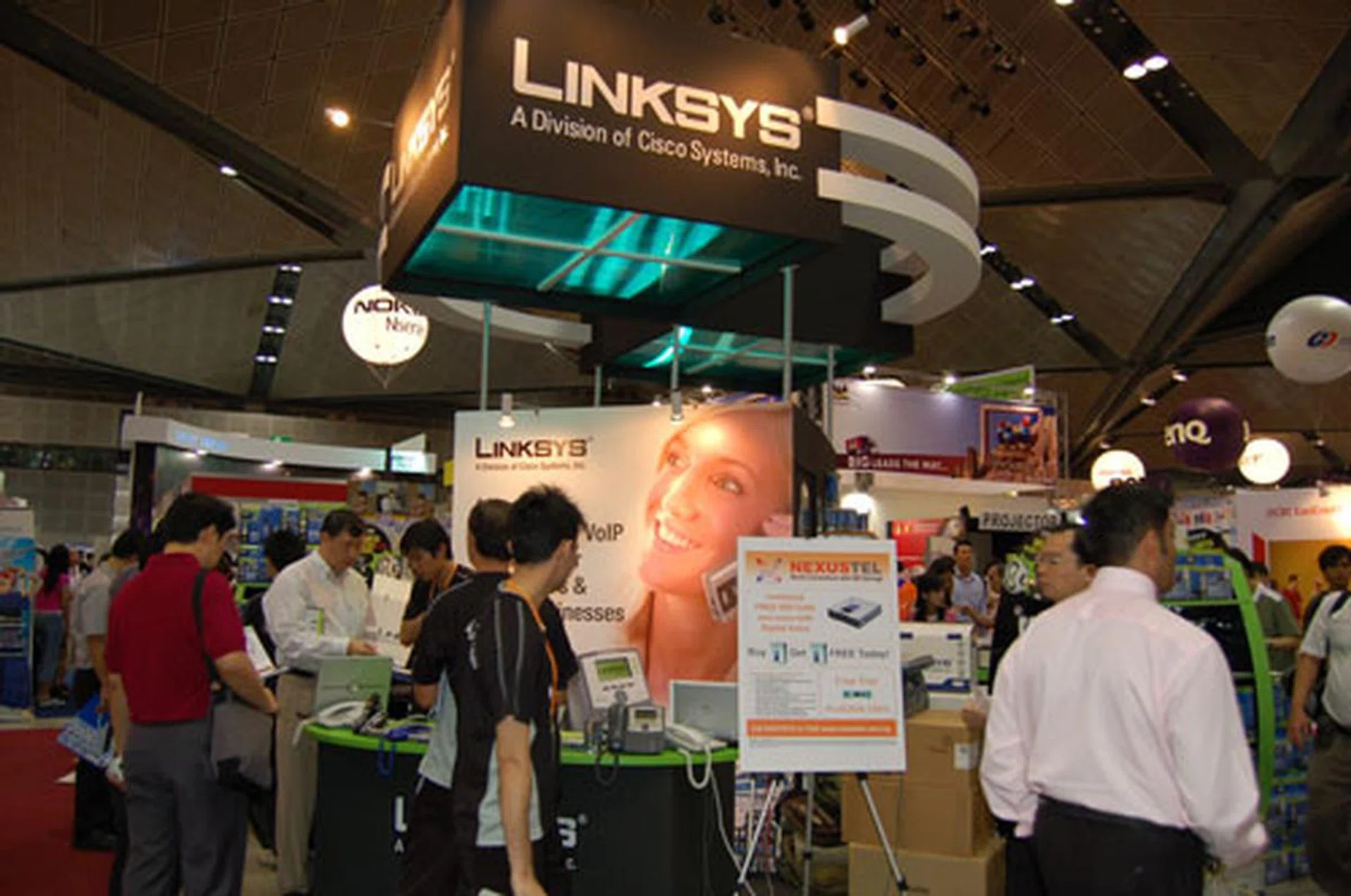 One of the biggest players in wireless networking solutions, Linksys makes quite an impression at the show with its cool looking booth. They have never failed to show up without tasty offers or funky new products.