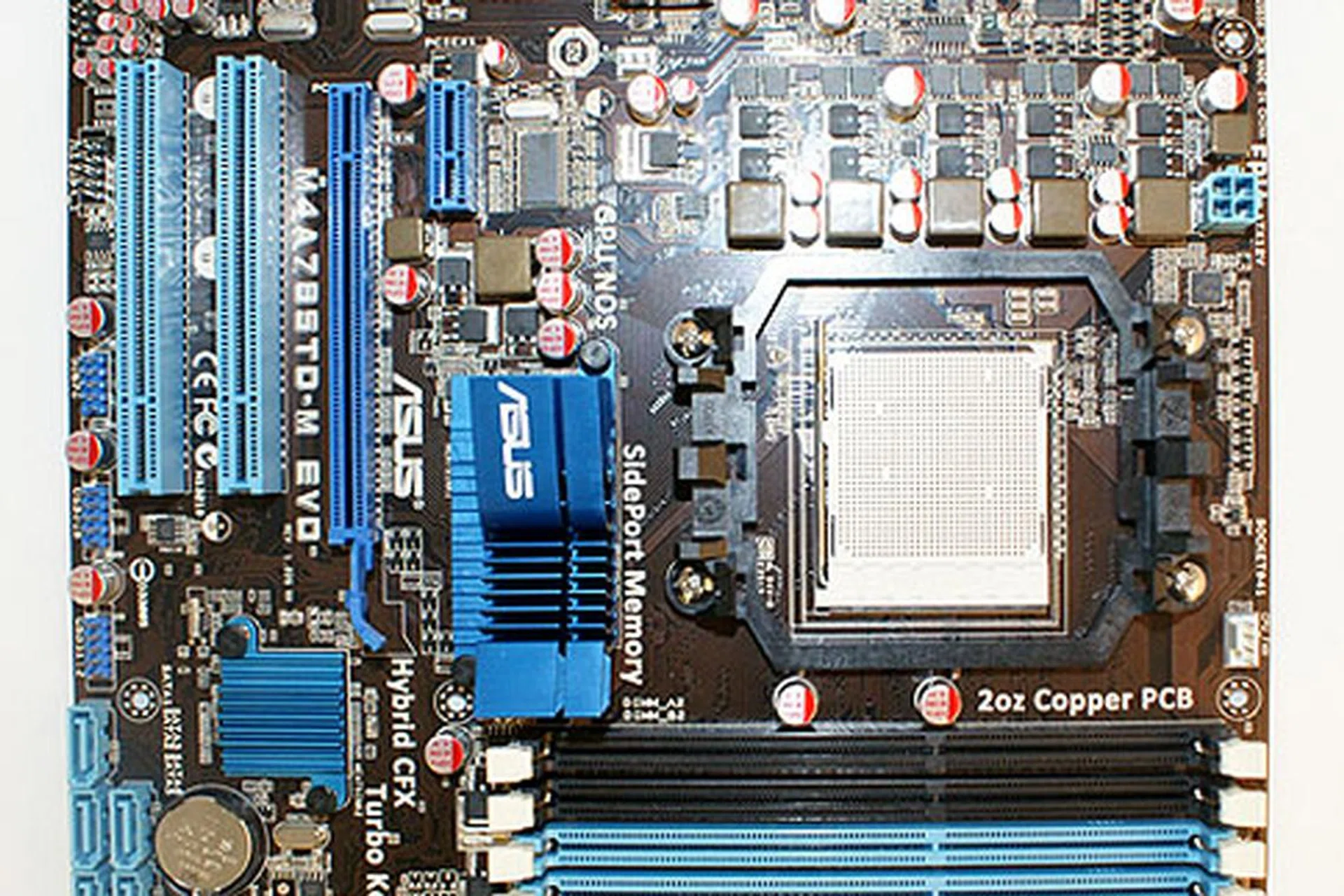 Nothing unconventional about the layout of this ASUS mATX AMD 785G motherboard.