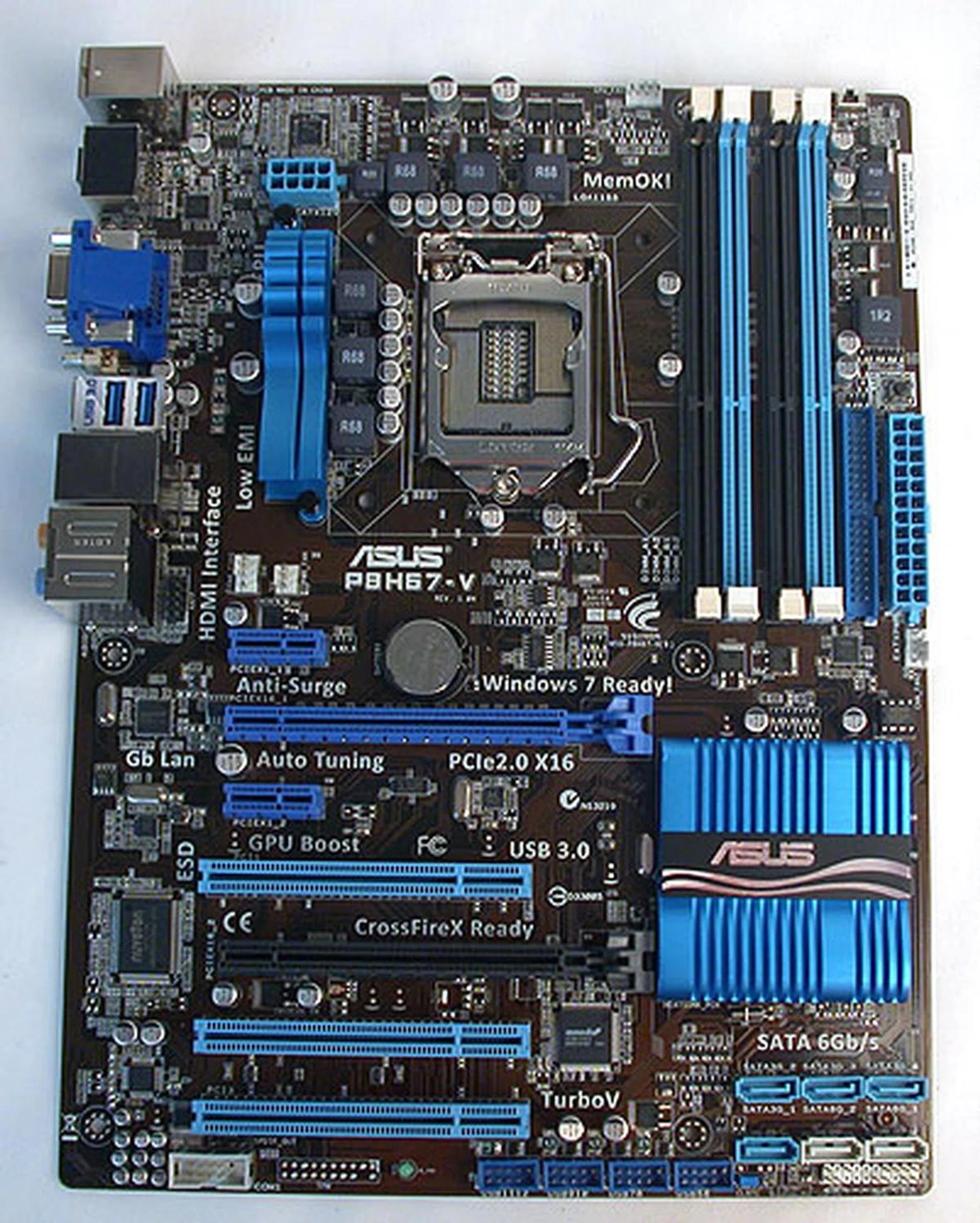 It's recognizably an ASUS board from the color scheme and its proprietary technologies.