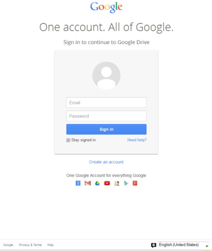 Google Docs phishing login page.