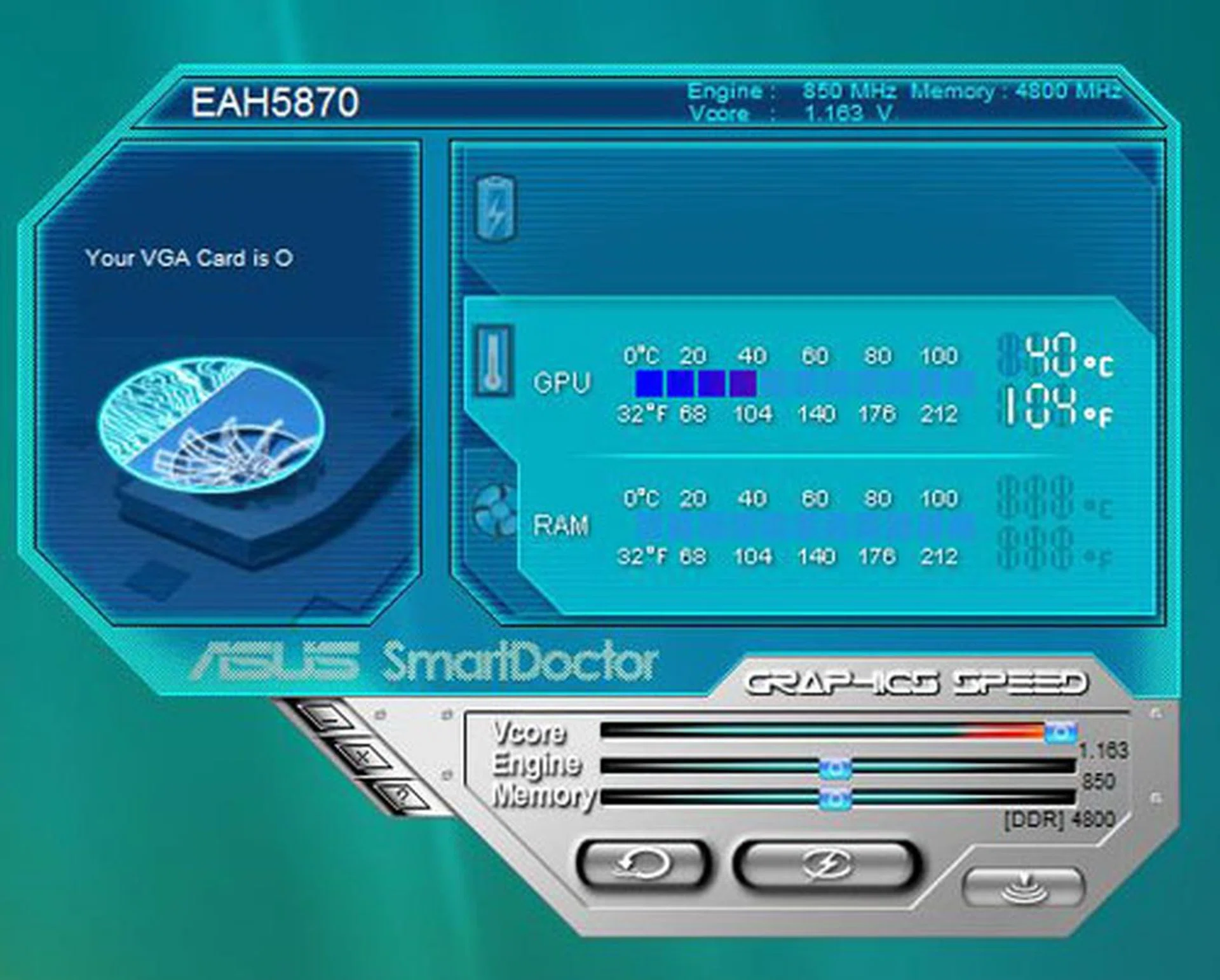 ASUS' Smart Doctor tweaking utility is a step up from ATI's own Overdrive overclocking utility thanks to its ability to allow users to control the GPU's Vcore values, allowing for greater overclocking potential.