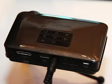 The Optoma PK320 pico projector.