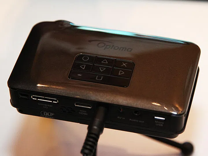 The Optoma PK320 pico projector.
