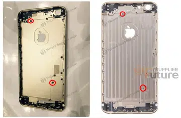 Left: Alleged rear case of the Apple iPhone 6S Plus <br> Right: Rear case of the Apple iPhone 6 Plus. <br>Image source: FutureSupplier