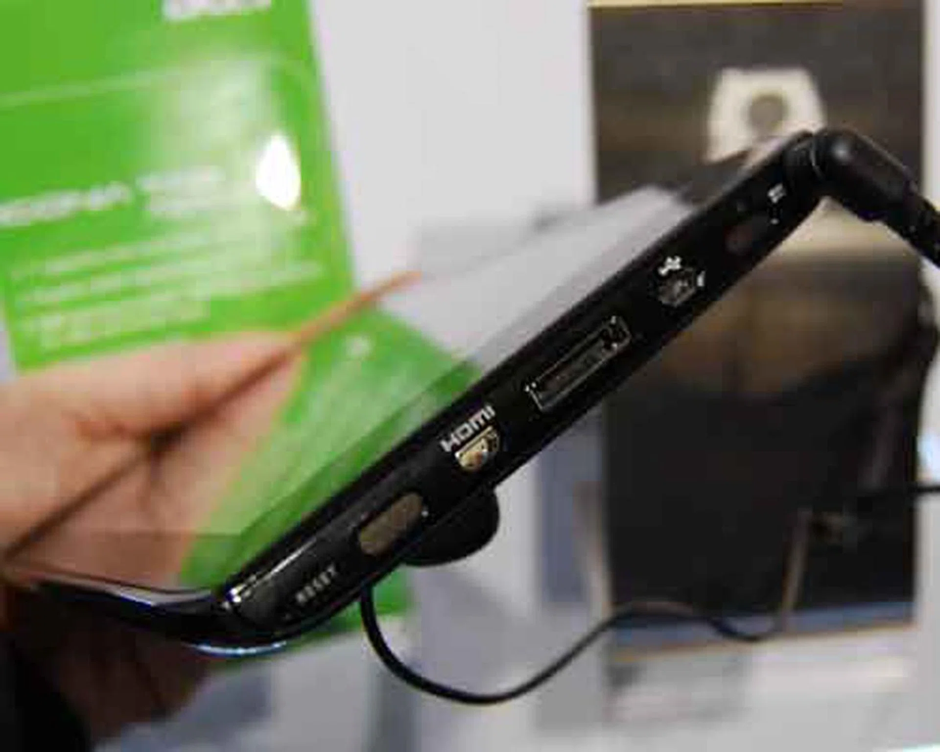 We prefer Acer's decision to consolidate the Tab A100's connectivity ports on the right profile.