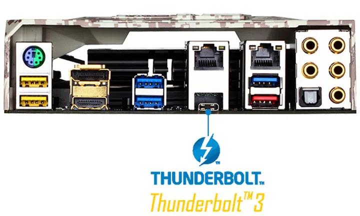 Thunderbolt 3 support is offered over the USB Type-C port on the rear. (Image Source: Gigabyte)