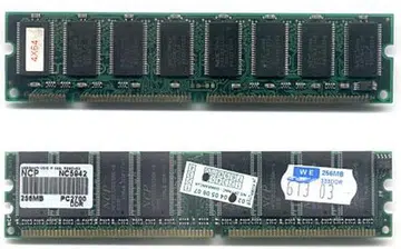 Shown here is a 168-pin SDRAM module (top) and a 184-pin DDR SDRAM module. Image from Wikipedia. 
