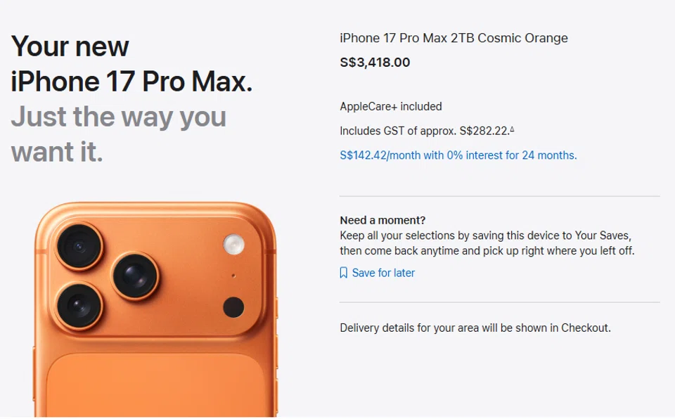 2TB storage iPhone 17 Pro Max purchase