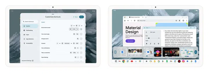 It's the same Android 16 on Android tablets, but it's getting there in terms of productivity. Image: Google.