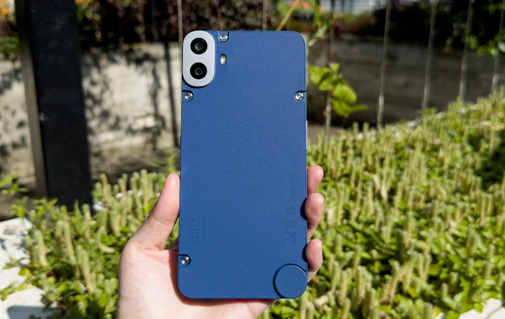 CMF Phone 1 with a blue back cover. Photo: HWZ.