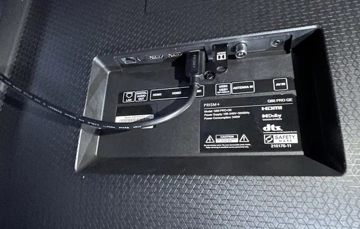 This image has been rotated so you can see the different connections available. But there isn't HDMI 2.1. 
