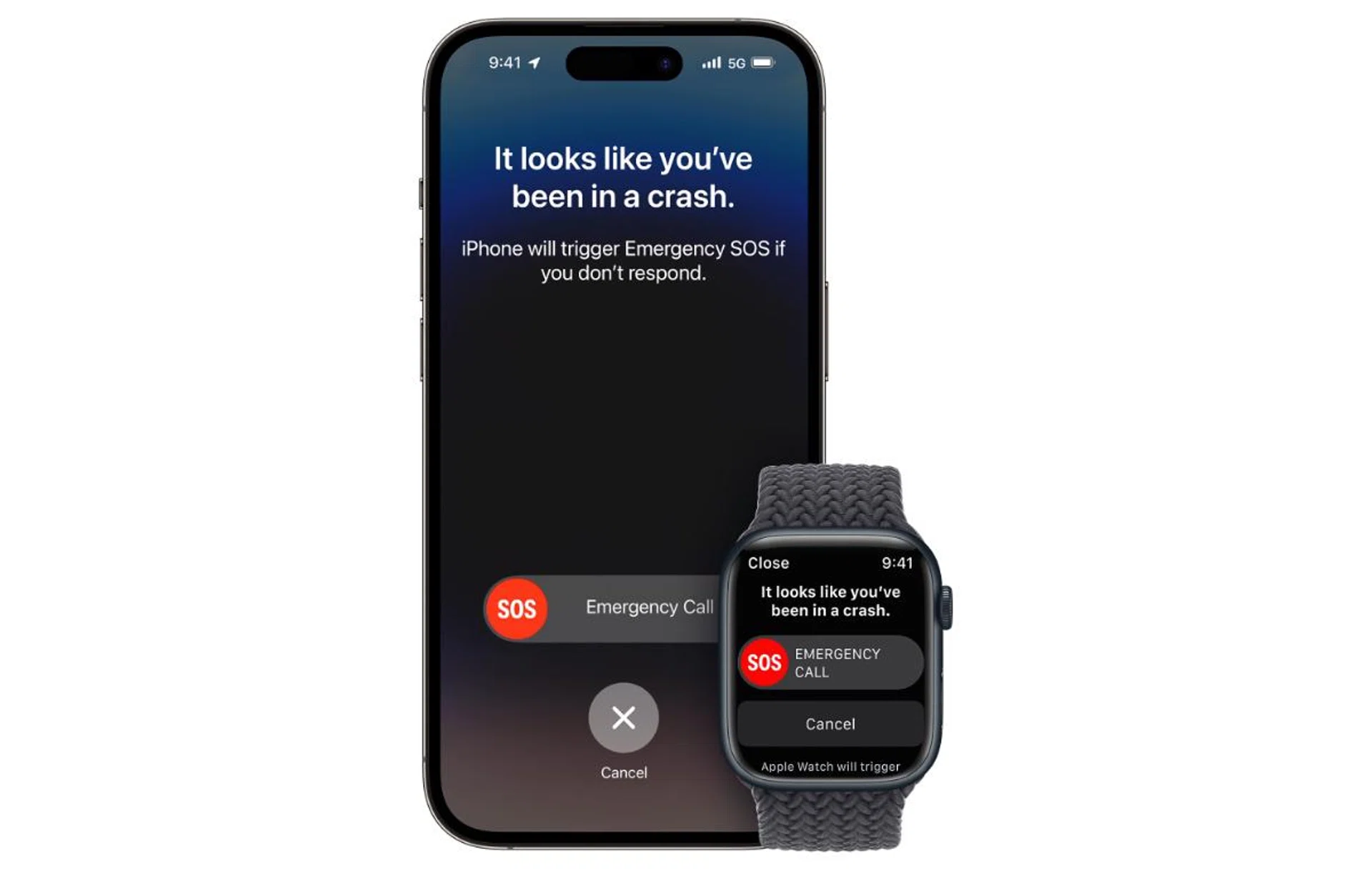 Crash Detection is a feature that's present on all the iPhone 14 phones and also the Apple Watch Series 8 and Apple Watch Ultra. (Image source: Apple)