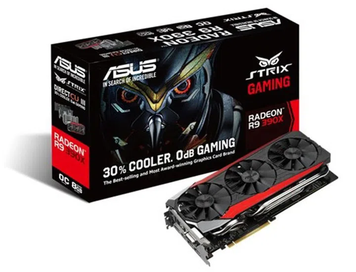 ASUS Strix R9 390X. The ASUS Strix R9 390 features the same cooler and design. (Image Source: ASUS)