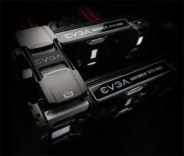 The EVGA Pro SLI Bridge HB features an illuminated EVGA logo that can glow in red, green, blue, or white. (Image Source: EVGA)