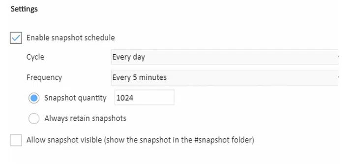 Have a snapshot taken every few minutes to hours for easy recovery. Image courtesy of Terramaster.