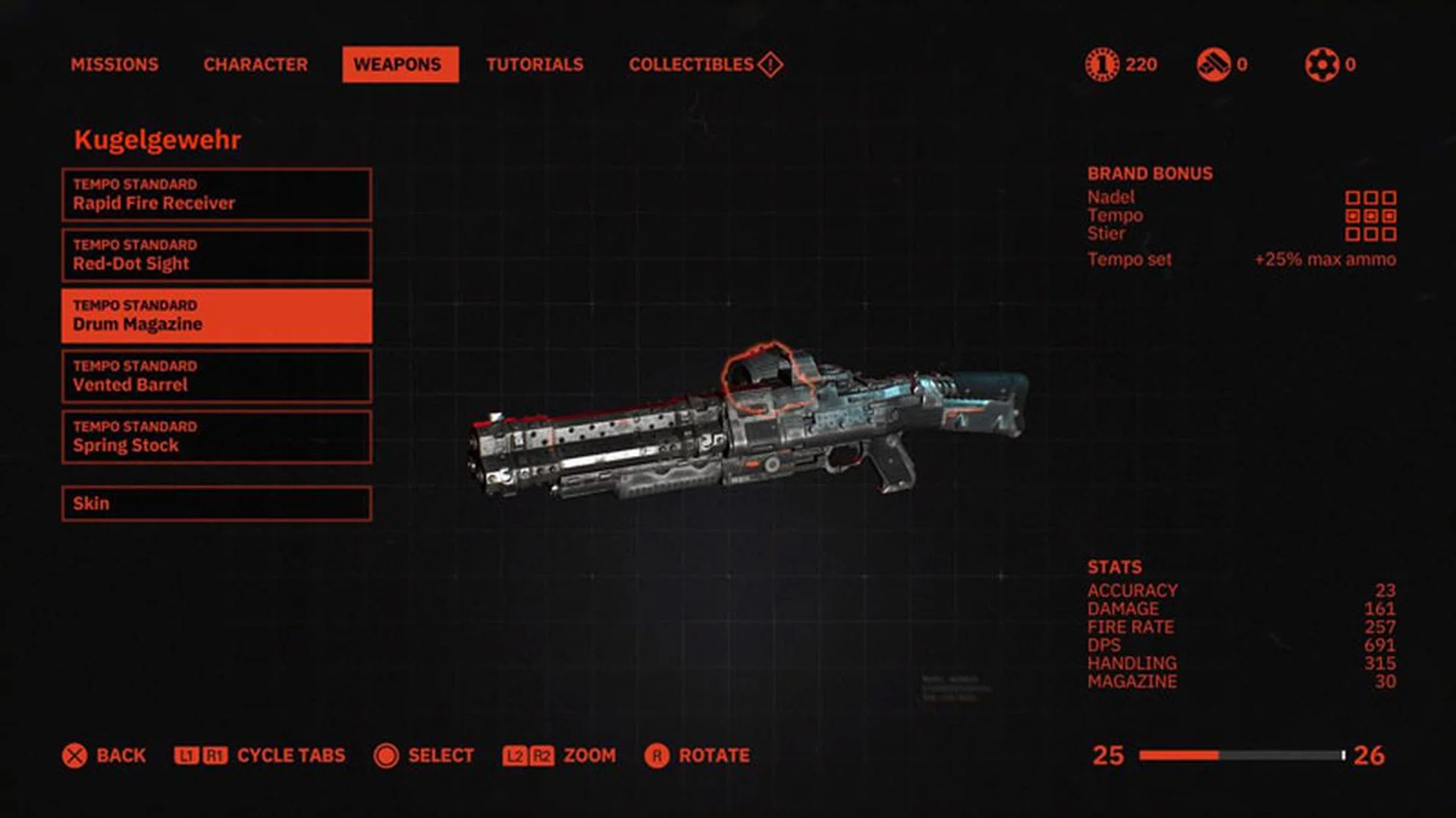 You can upgrade each one of your weapon's components with silver coins.