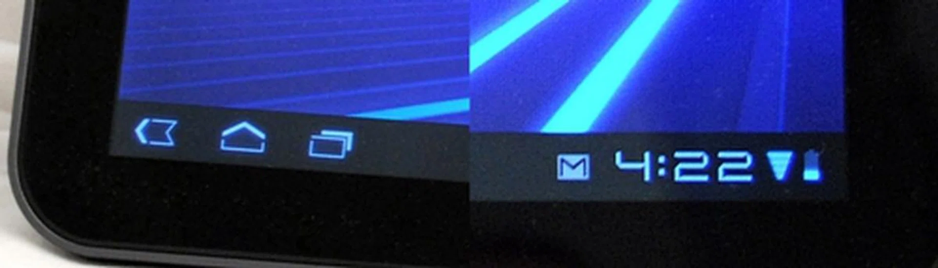  Back, Home and Multitask icons on the bottom left; System and notification bar on the bottom right 
