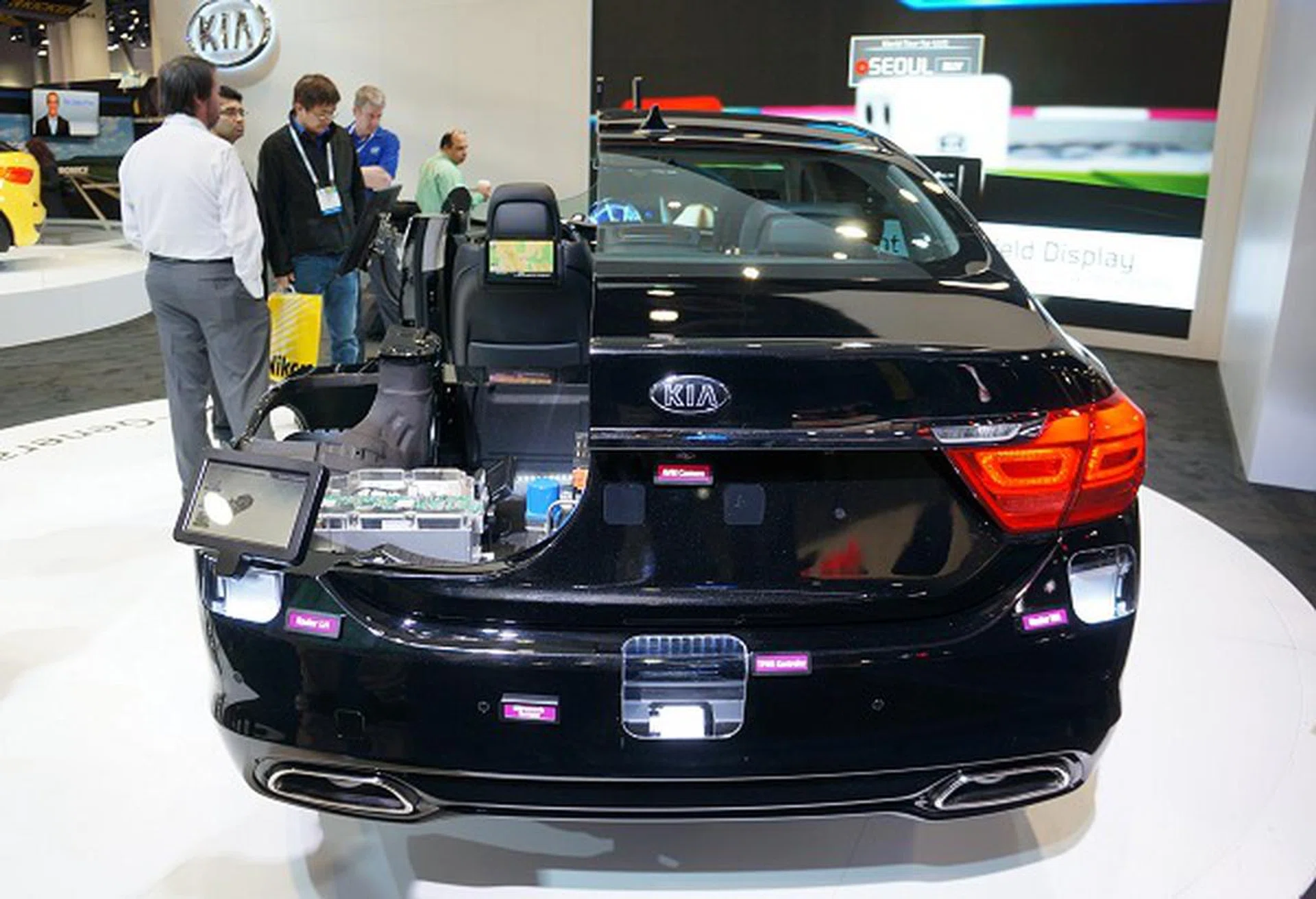 Back inside the hall, we spotted this dissected KIA car showcasing the different smart features integrated within and outside the car.