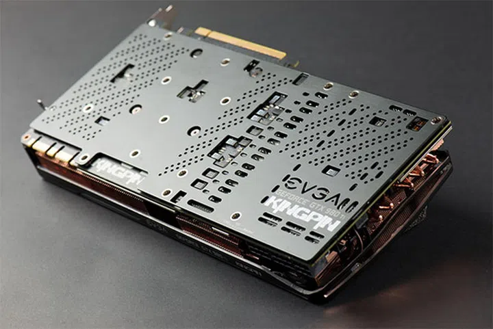 EVGA has released several tantalizing images of the upcoming EVGA GeForce GTX 980 Ti Kingpin card for overclockers. (Image Source: EVGA)