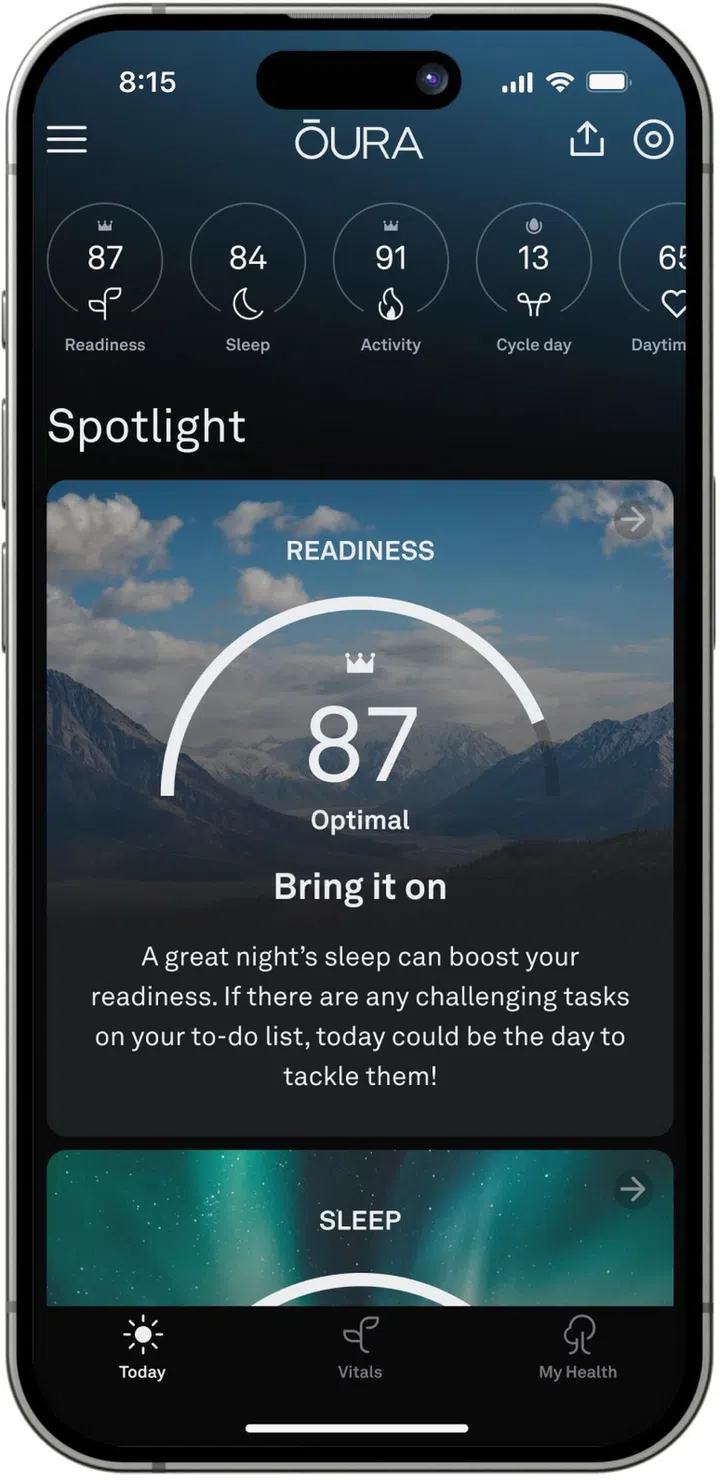 Oura redesigned its app to make it simpler and faster for users to navigate through the wealth of health metrics. (Photo: Oura)