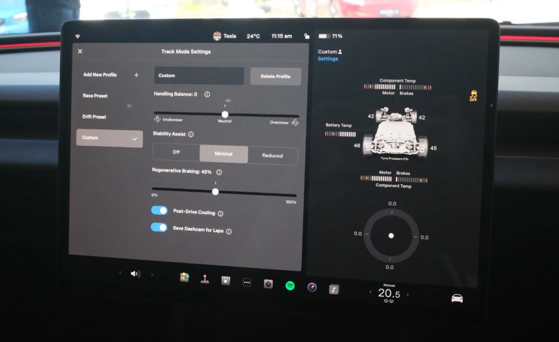 Track Mode V3 lets users tweak and fine tune the way the Model 3 Performance drives. Photo: HWZ