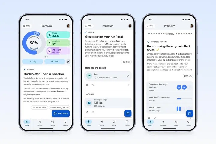 The interface of Google’s Health Coach