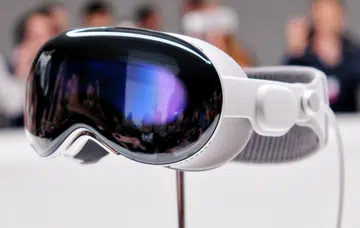 The Vision Pro headset at its grand unveiling back at WWDC 2023.