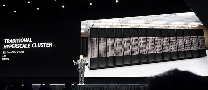 300 dual-processor servers can cost up to U$3 million and consume 180kW of power. Not to mention a substantial amount of rack space.