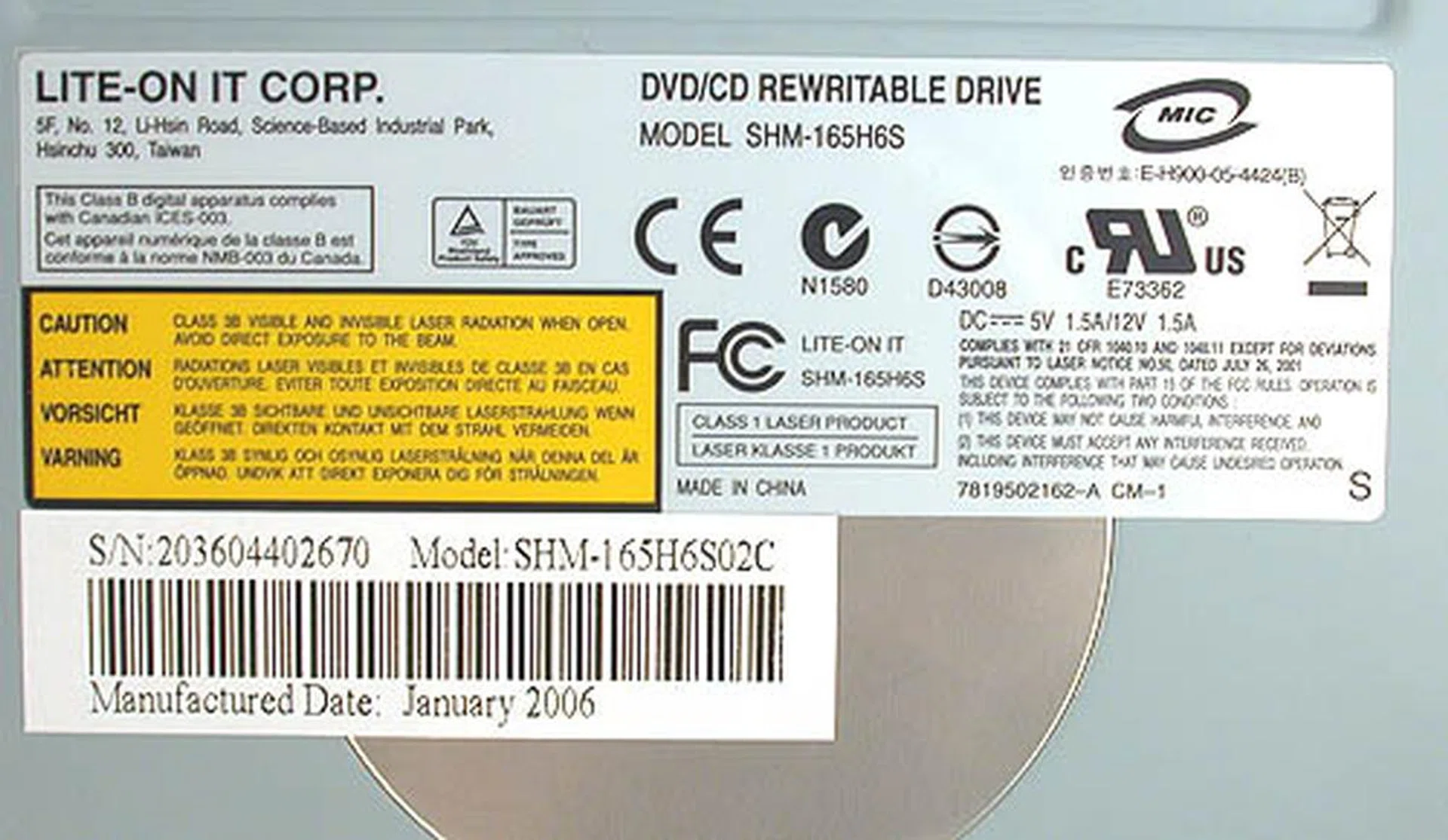 This is a relatively new drive, going by its manufacture date.