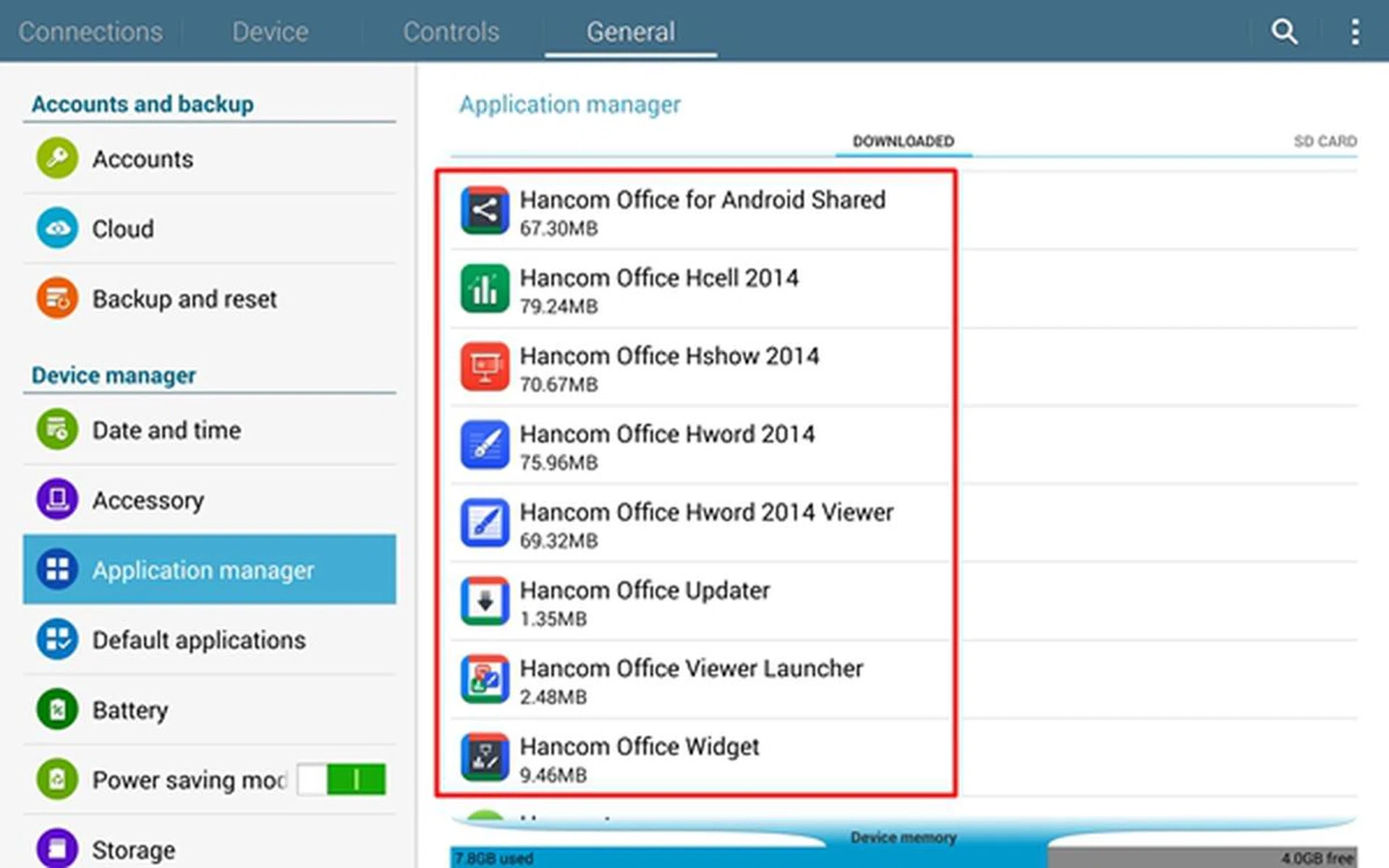 You have to access the Samsung App Store to download the Hancom Office for Android. That means you'll need to create and maintain a Samsung account to obtain this privilege.