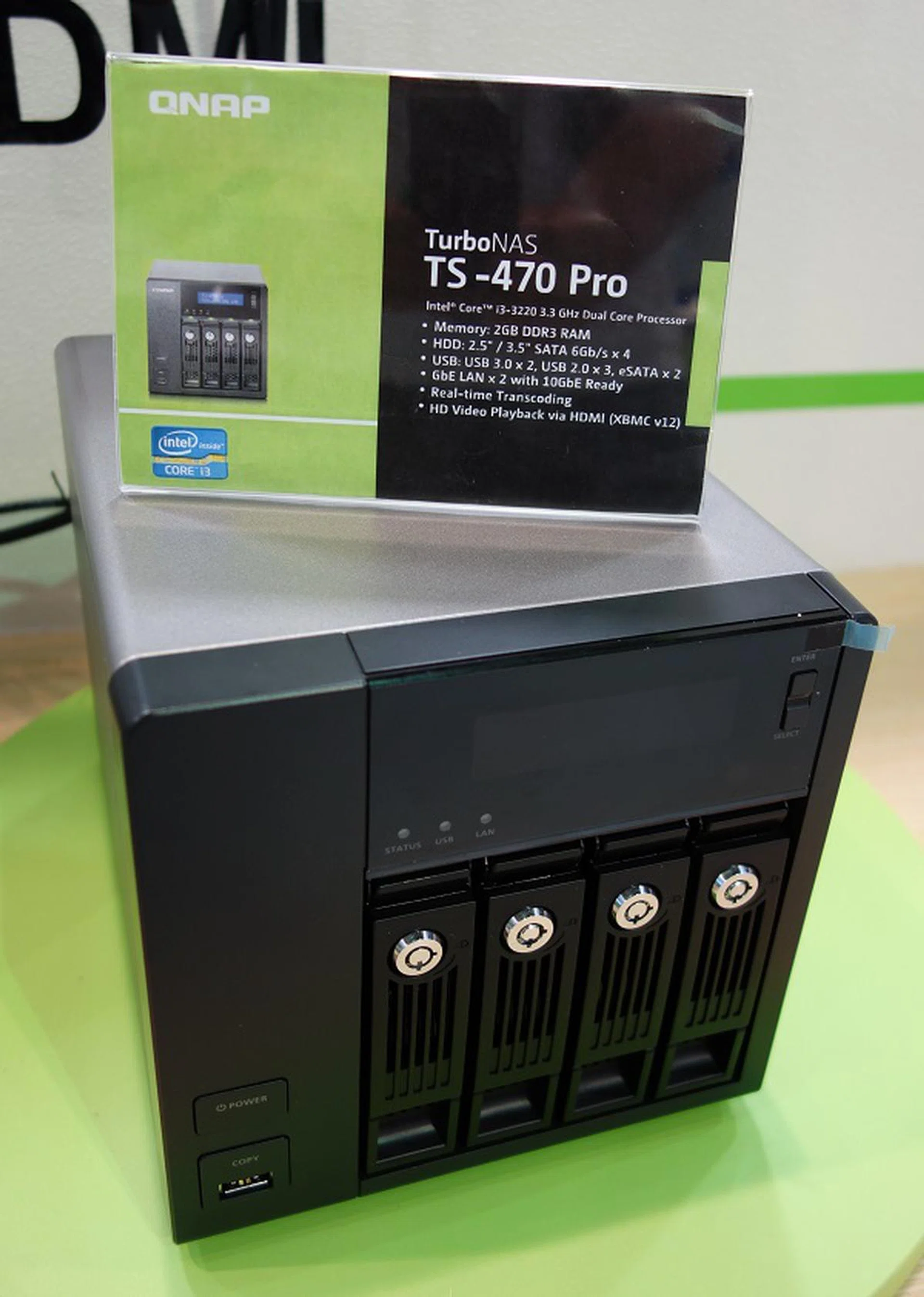 The QNAP TurboNAS TS-470 Pro is fresh from the oven, featuring an Intel Core i3 processor and 2GB of RAM. And yes, this one does video transcoding too, for convenient output to DLNA-enabled devices.