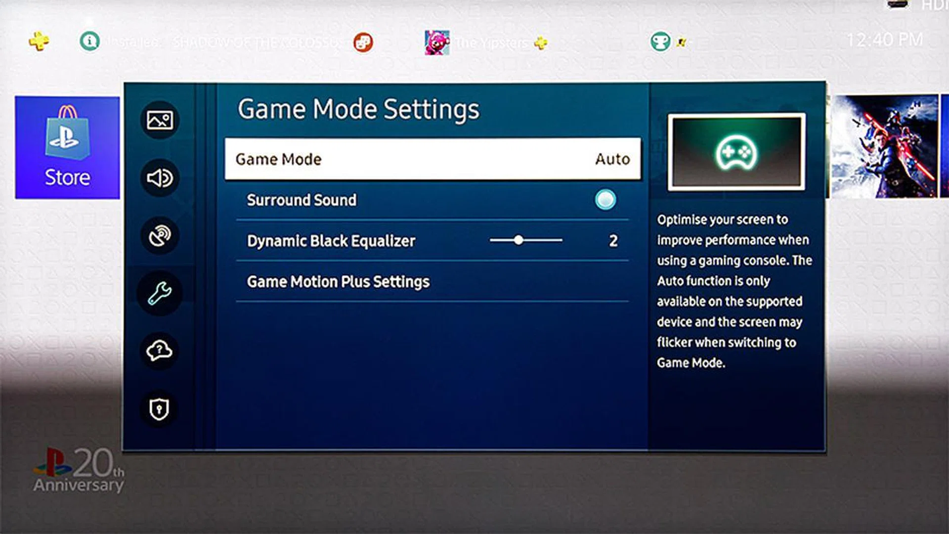 With a compatible console, Game mode will be automatically activated.