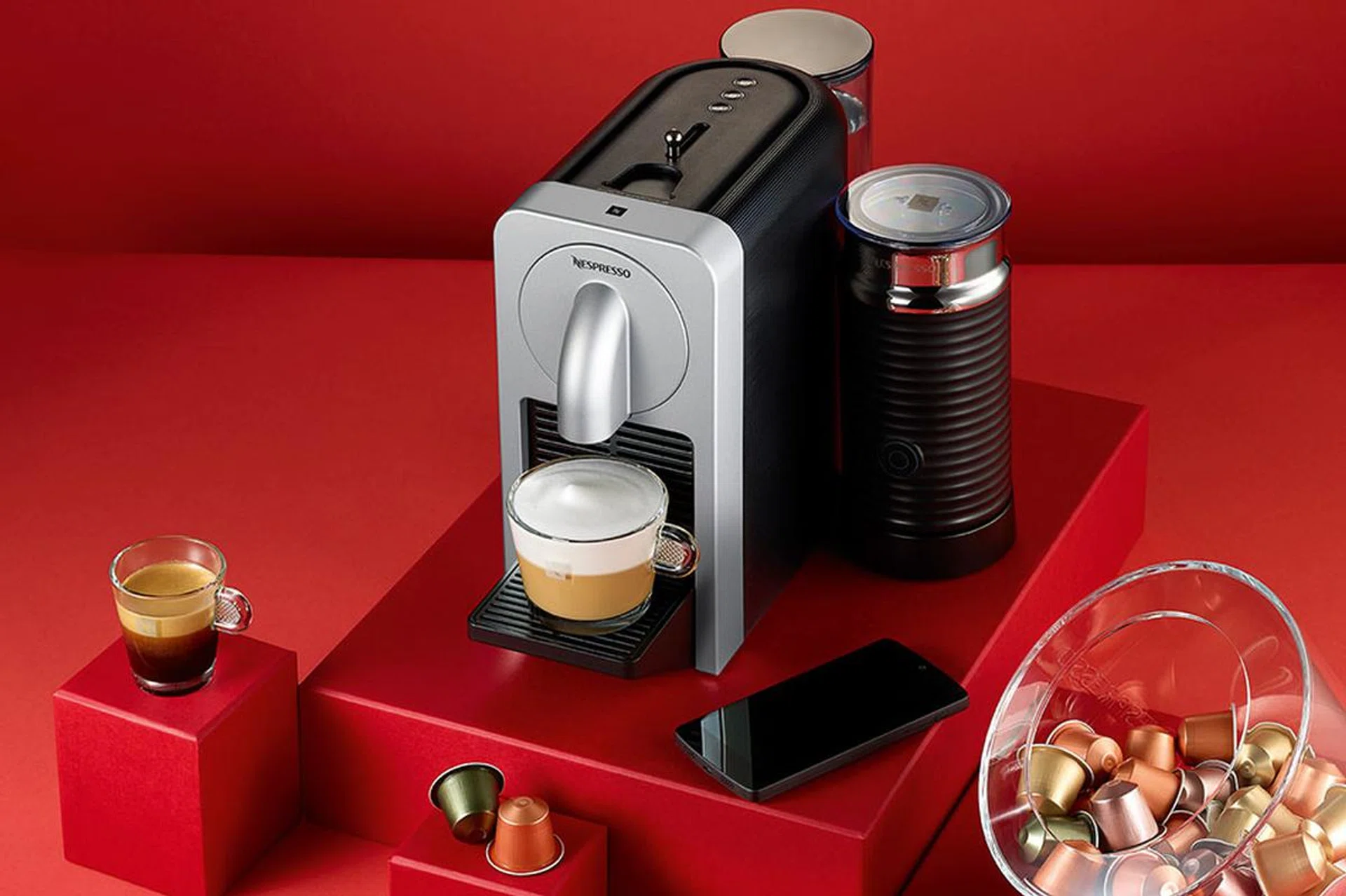 Like most Nespresso machines, the Prodigio can be paired with the optional Aeroccino milk frother.