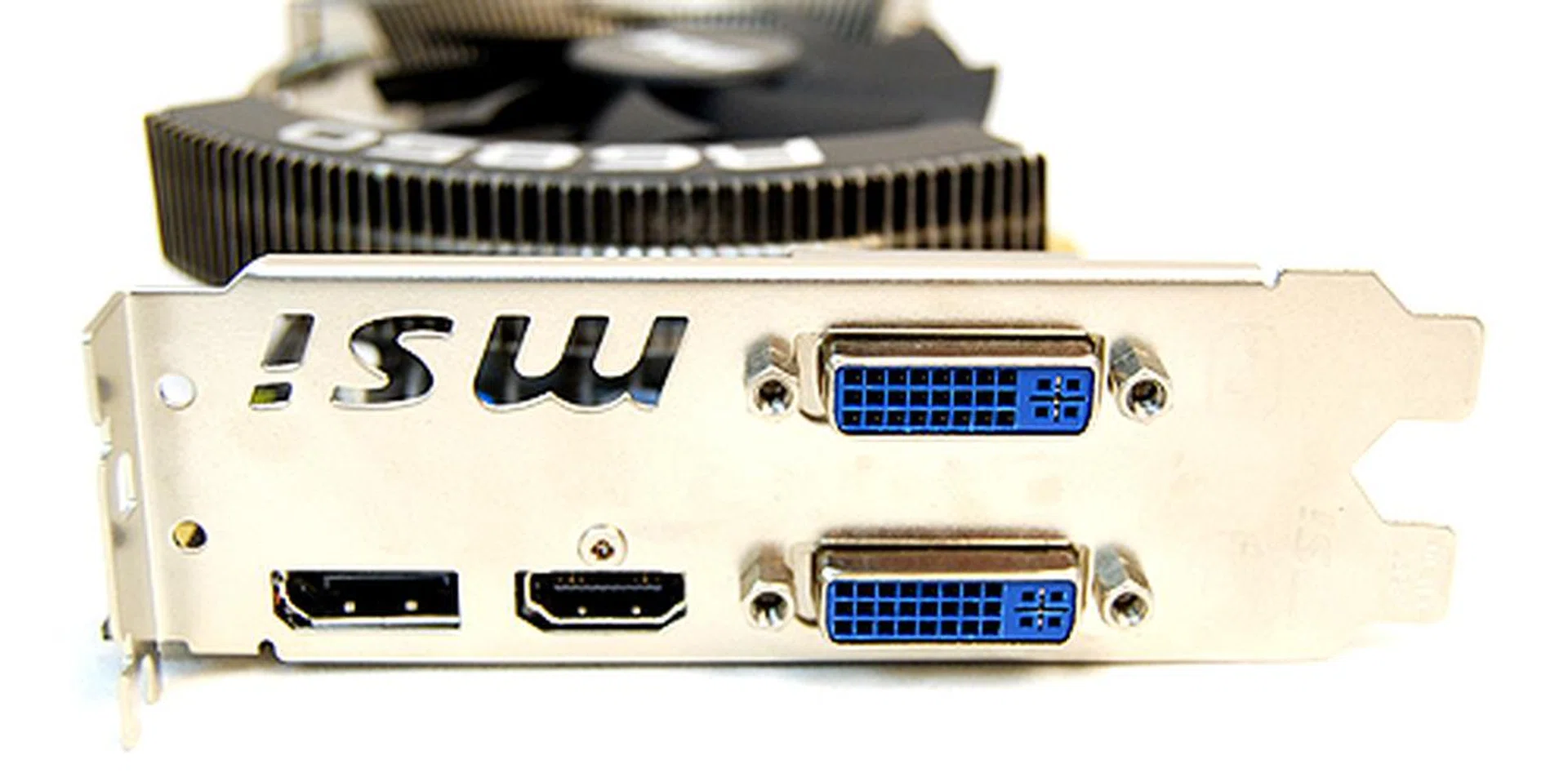 The MSI card has the same twin DVI ports and single HDMI and DisplayPort.