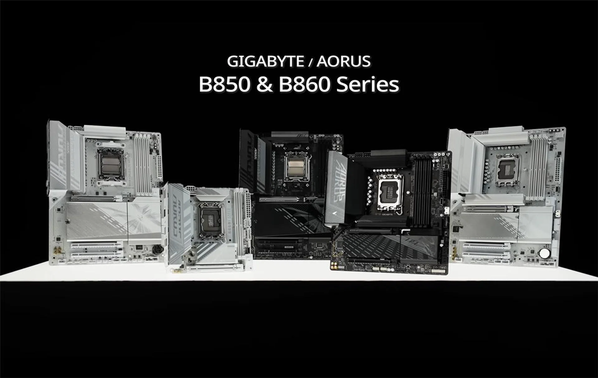 The new Gigabyte AORUS motherboards, some of which come in the ICE colourway. (YouTube Screenshot: AORUS)