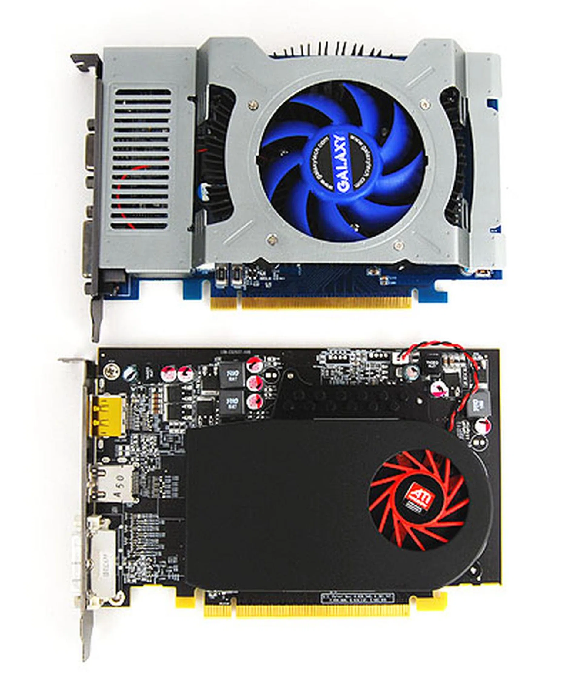 The Radeon HD 5670 main competiton comes in the form of NVIDIA's GeForce GT 240, and here it is. It looks bigger because this card has a dual-slot cooler.