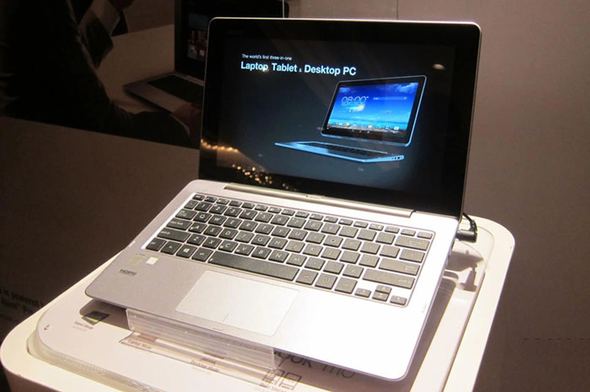 The ASUS Transformer Book Trio is a unique hybrid device that has two processors, one in the display and one in the keyboard dock, which allows it to be used in three different modes -- tablet, notebook and desktop PC.