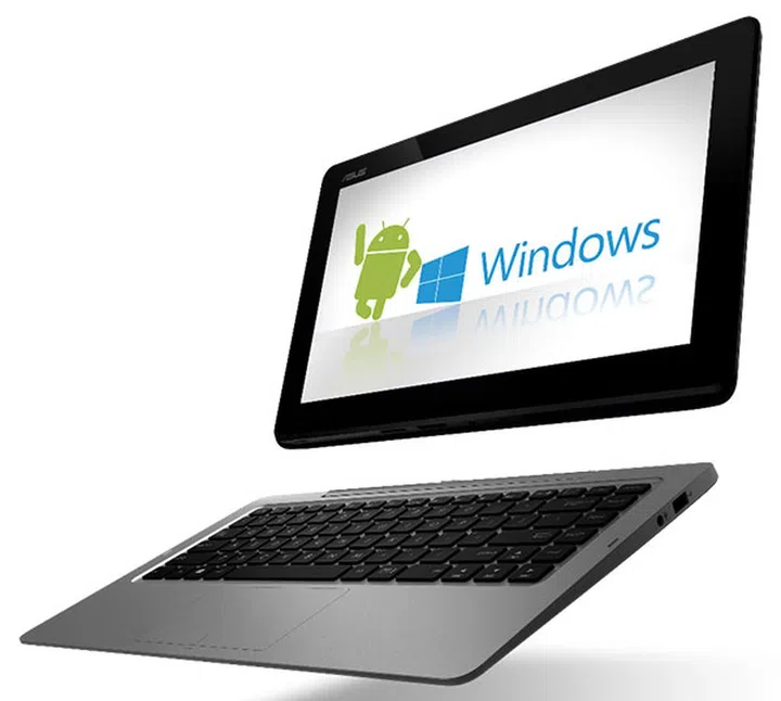 The ASUS Transformer Book Duet (TD300) features an Intel Core i7 processor with Intel HD graphics, 4GB DDR3L-1600 RAM, and a 13.3-inch full HD IPS touchscreen. (Image source: ASUS.)